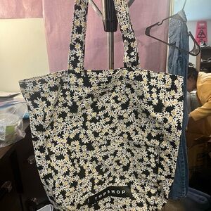 Topshop Black and White Daisy Tote